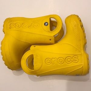 Sunshine yellow Crocs kids Handle It Rain boots